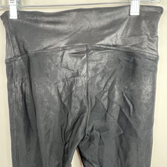 Spanx Black Shimmer Metallic Sheen Leggings Size M Medium Stretch - Picture 9 of 11